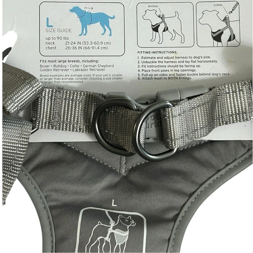 Boots & Barkley Reflective Dog Harness Large Gray Adjustable Up to 90 Ibs NWT